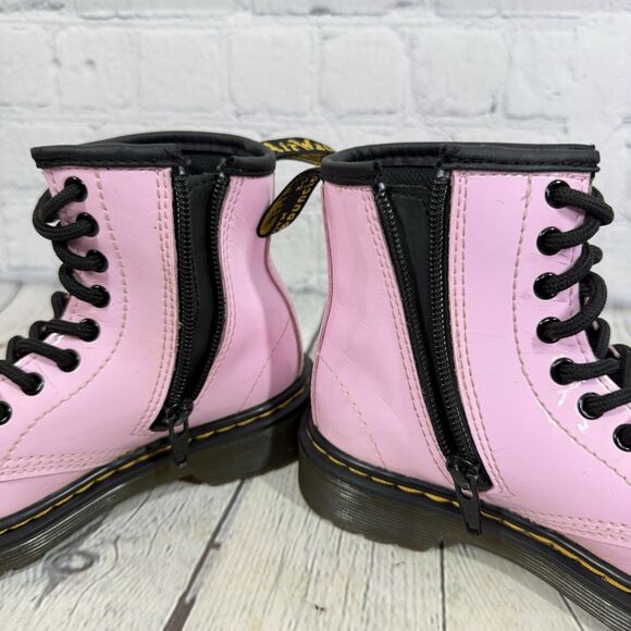Dr Martens Combat Boots Girls Kids Size 12 Pink Lace Up Platform Shoes - Picture 7 of 14